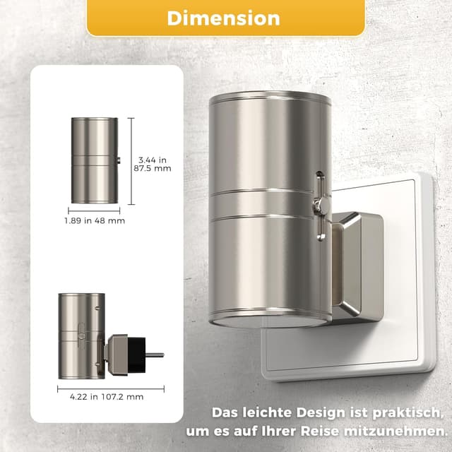 Detalle 2 de LOHAS-LED Nachtlicht Steckdose mit Dämmerungssensor, dimmbar (0–100 lm), 3000K warmweiß, für Flur & Schlafzimmer