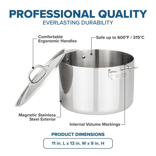 Detalle de Viking 3-Ply Stainless Steel Stock Pot (12 Quart) with Lid