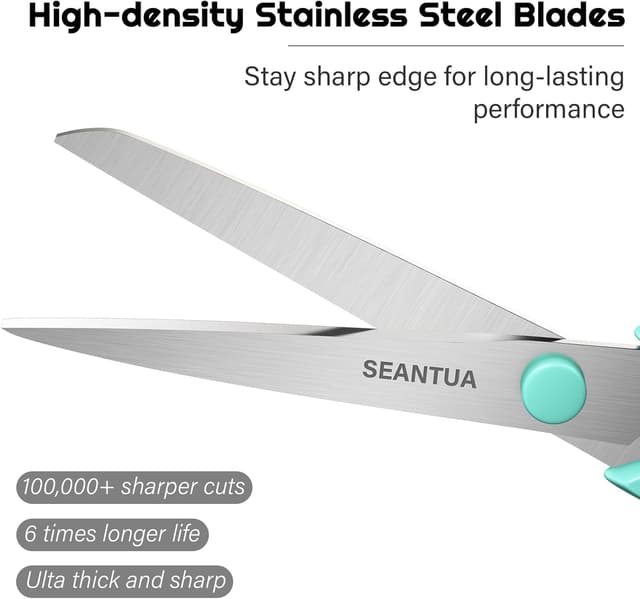 Detalle de 3 Pack 8" All Purpose Scissors with Ultra Sharp 2.5mm Blades (Soft Grip, Right/Left Handed)