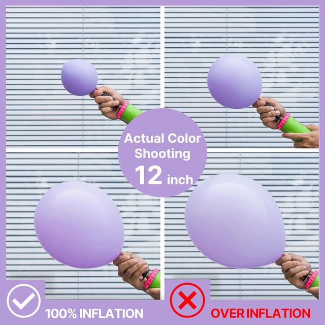 Detalle 2 de PartyWoo Lavender Balloons 120pcs Mixed Sizes Balloon Arch Kit (18, 12, 10 & 5 Inch) — Light Pastel Purple Lilac