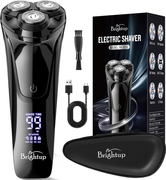 Detalle de Brightup Electric Razor Waterproof cordless rotary shaver for men