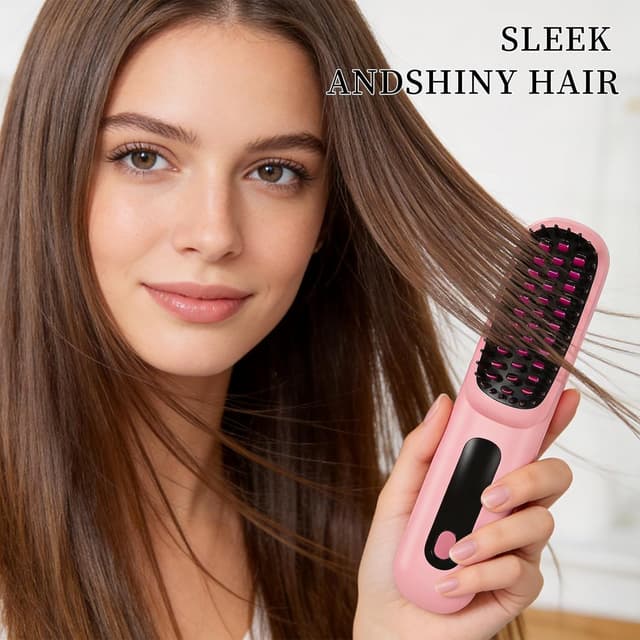 Thumbnail 6 de Go Brush Pro 2026 Portable Straightener Brush with LCD Temperature Display (Pink)