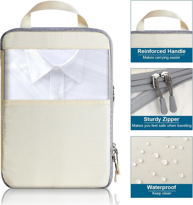 Thumbnail 2 de Cozary Organizer Valigia set di packing cubes beige per viaggio