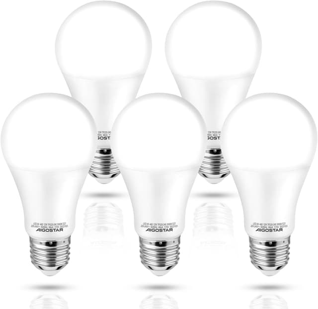 Detalle de Aigostar Lampadina LED E27 luce bianca calda 12W 3000K (non dimmerabile) 5 pezzi