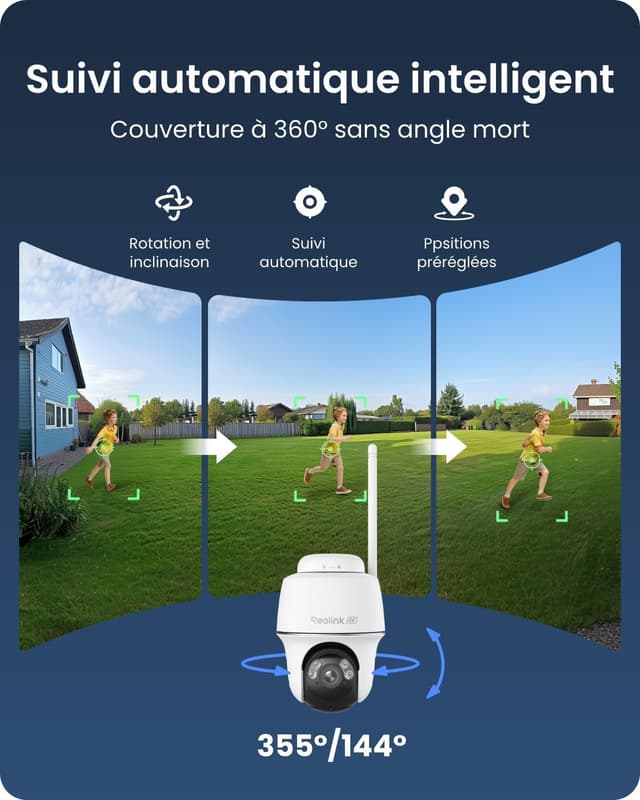 Detalle de Reolink 4K PT Kit 4 caméras WiFi sans fil 360°, vision nocturne couleur et stockage local via Home Hub+