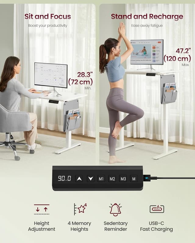 Detalle 2 de VASAGLE LSD130WZ02 Electric Standing Desk 100x60cm