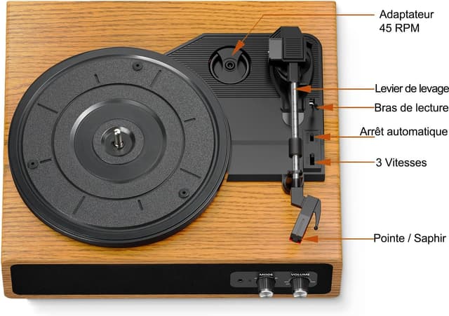 Thumbnail 6 de FYDEE Tourne-Disque Vinyle 3 vitesses avec Bluetooth
