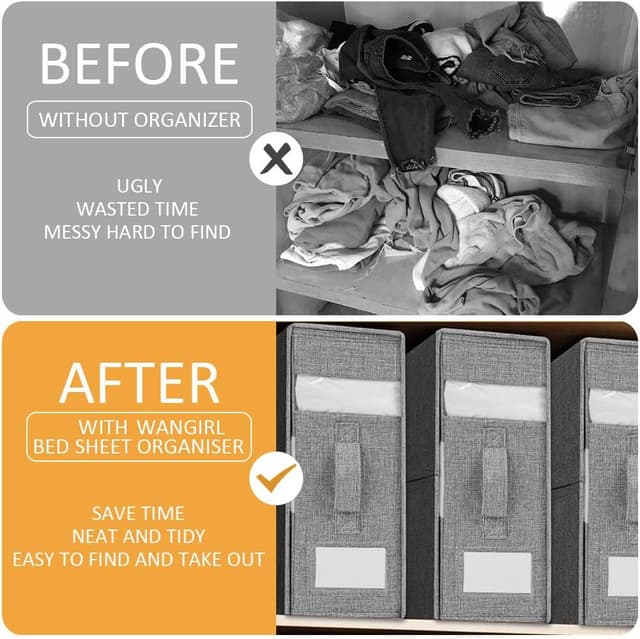 Thumbnail 5 de WANGIRL 6 Pack Linen Storage Boxes for Bedding