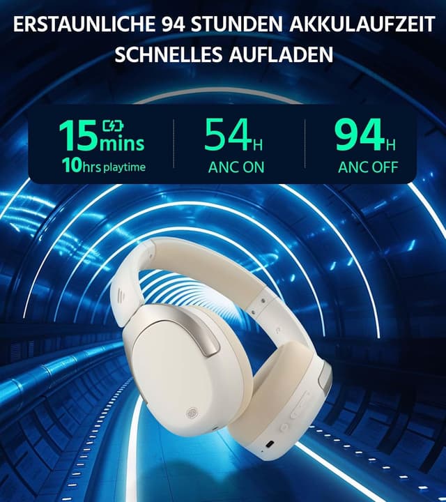 Detalle de Edifier W830NB Wireless Over-Ear Kopfhörer mit -45 dB ANC, bis zu 94 Std. Akku und LDAC Hi-Res Sound (Elfenbein)