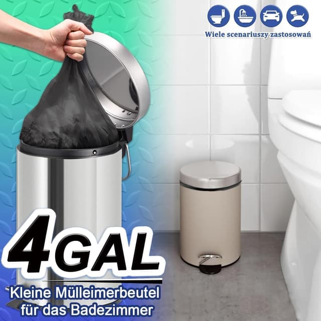 Detalle 2 de AOSULI Schwarz Müllbeutel 15 l – 100 kleine Müllsäcke mit reißfestem, durchstoßsicherem Design