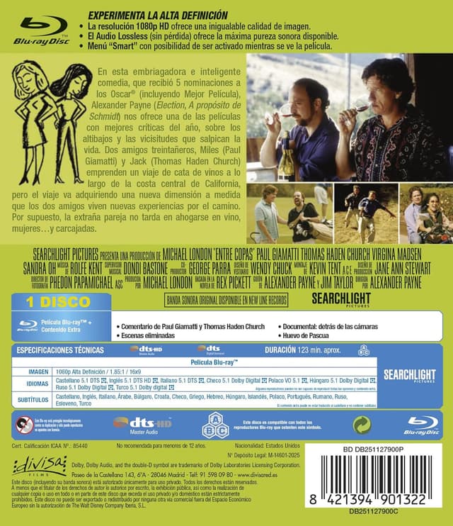 Thumbnail 1 de Divisa HV Entre Copas Sideways Blu-ray 2004