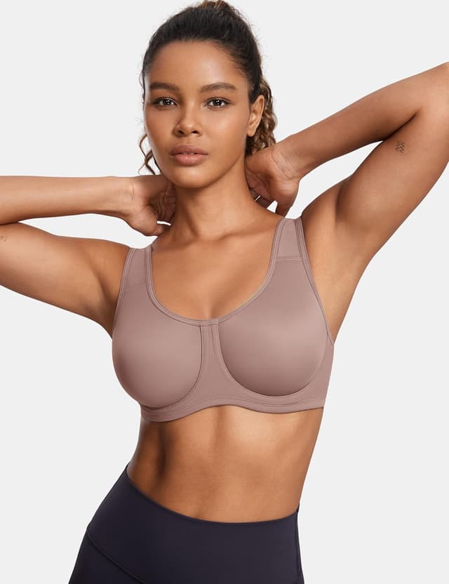 Detalle de SYROKAN Women’s Max Control Solid High Impact Plus Size Underwire Sports Bra (for Large Breasts)