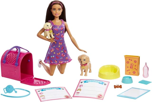Detalle 2 de Barbie HKD86: Muñeca con Perritos y Accesorios