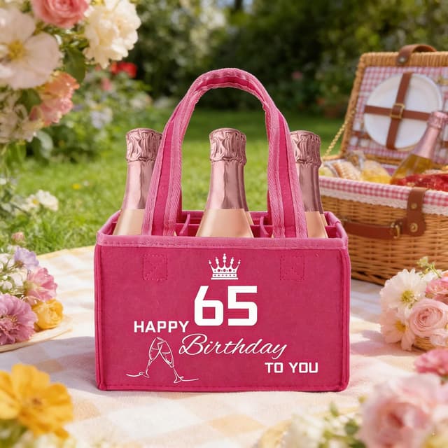 Detalle de UV STYLISH Geschenk zum 65. Geburtstag für Frauen – Filz-Flaschentasche für 6 Getränke
