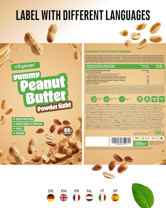 Thumbnail 4 de Vit4ever Erdnussbutter Light Pulver 500 g 🍯?