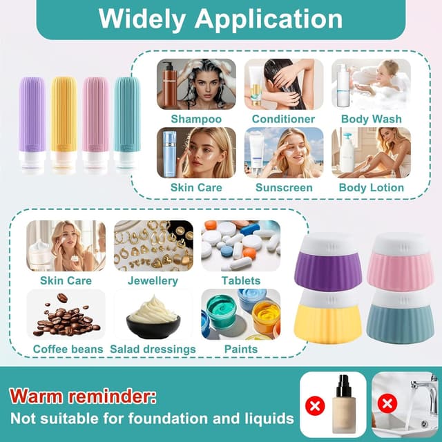 Detalle 2 de Funnasting Travel toiletries bottles, 14 pack