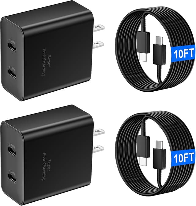 Detalle de 45W USB‑C Fast Charger 2‑Port with 10ft Cable