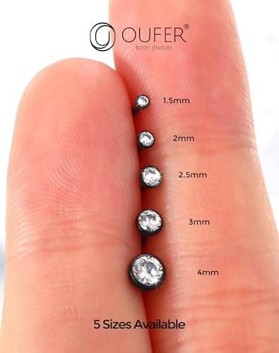 Thumbnail 6 de OUFER Body Piercing Labret en titanio negro con sistema threadless/push-in (16G/18G/20G)