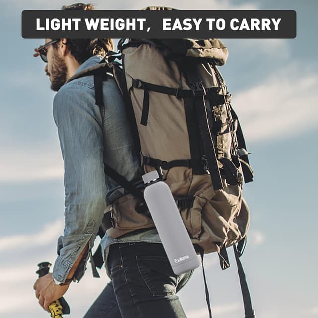 Thumbnail 6 de Exllena 1L Insulated Water Bottle with Clip (Grey) – Double-Wall Vacuum for Cold up to 24 Hours