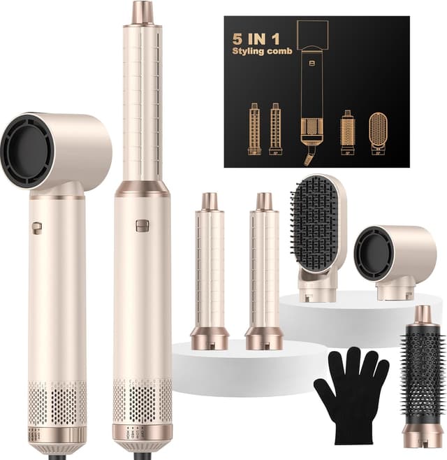 Detalle de OKWRAP Hair Styler Set 5-in-1 mit Heißluftbürsten, Air Curler-Aufsätzen und Glättbürste