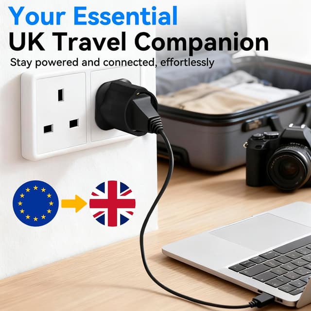 Detalle 2 de VGUARD European to UK Plug Adapter 3 Pack 13A