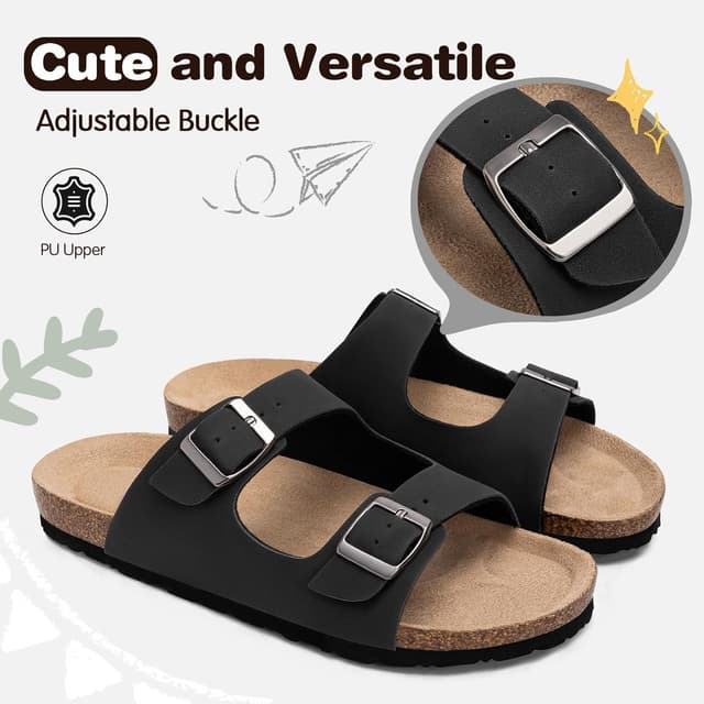 Detalle de FITORY Glitter Slide Sandals with Cork Footbed and Adjustable Straps (Kids)