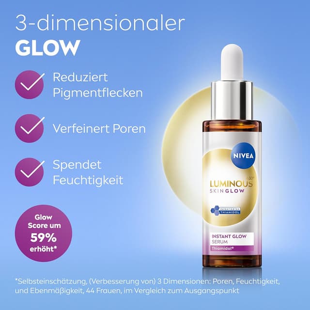 Detalle de NIVEA Luminous630 Skin Glow Set – Gesichtspflege mit Instant Glow Serum, Liquid Refiner (AHA/PHA) & Refiner-Peeling