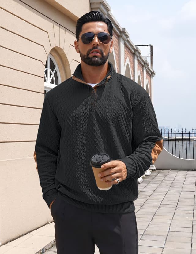 Detalle 1 de QOSOQ Men's Casual Sweatshirt 1/4 Zip