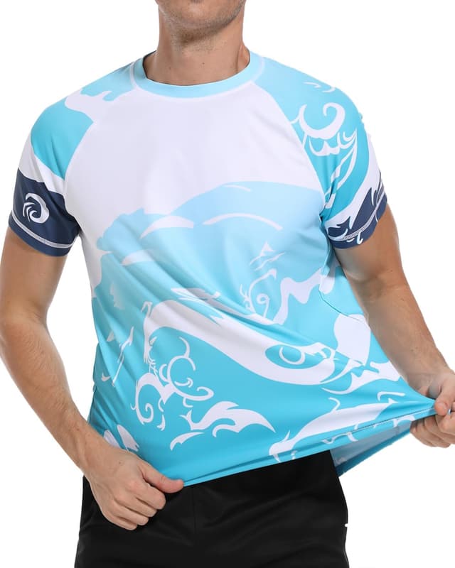 Detalle de VAYAGER Rash Guard anti-UV UPF 50+ manches courtes pour hommes (séchage rapide, coupe décontractée)