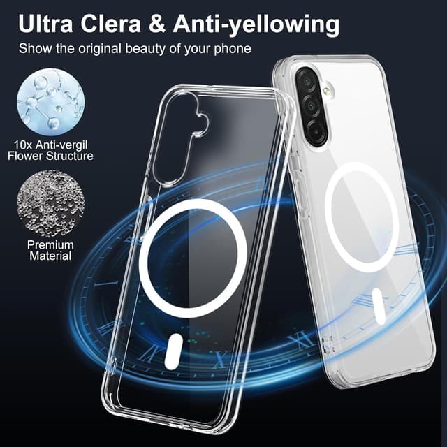 Detalle de XTCASE Coque magnétique MagSafe pour Samsung Galaxy A37, transparente (PC + TPU anti-chocs)