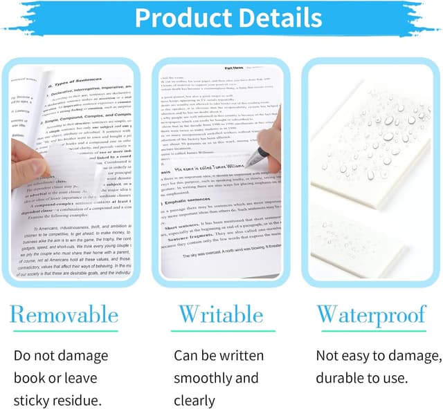 Detalle 2 de Transparente Haftnotizen (PET, wasserfest, wiederbeschreibbar) – 400 Blätter in vier Größen