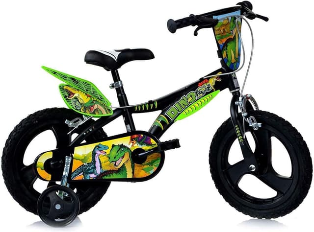 Detalle de Child Bicycle Boy Dinosuar 16 Inch Brakes on Handlebar with Removable Training Wheels (Black Green)