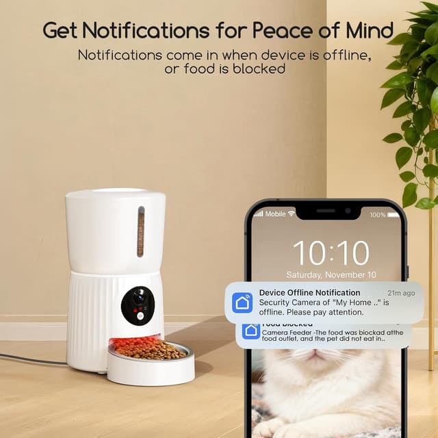 Thumbnail 6 de faroro Distributeur de croquettes automatique pour chat/chien avec caméra HD 1080P et audio bidirectionnel
