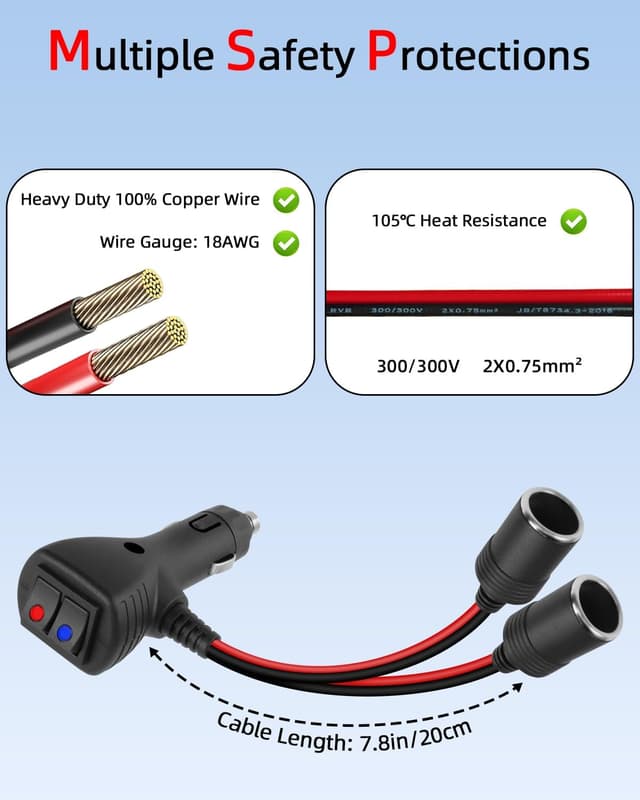 Thumbnail 4 de YANBORONSN 1 to 2 Car Lighter Splitter