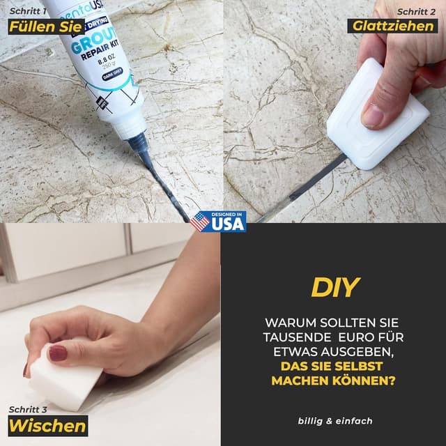 Detalle 2 de PENTAUSA Fugenmörtel Fugenreparatur Set für Fliesenfugen