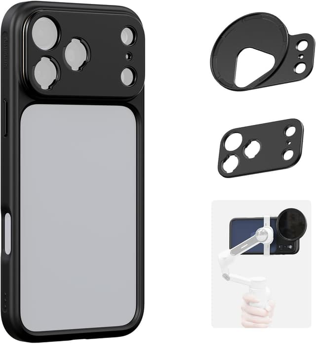 Detalle de SMALLRIG Coque FilMov pour iPhone 17 Pro Max (5793) avec plaque arrière pour objectif et adaptateur filtre 67 mm – noir