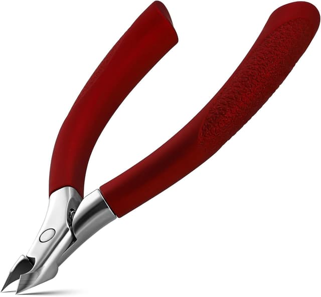 Detalle de FVION Tronchesino Professionale per Cuticole da 5 mm in acciaio inox, manico in gomma – Rosso