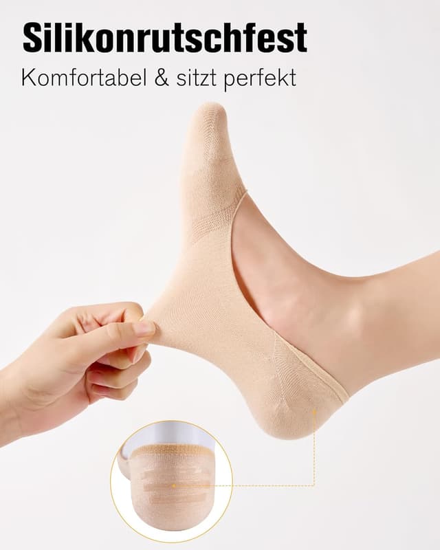 Detalle de inaWarm Fantasmini Donna invisibili in bambù e cotone (8 paia) con antiscivolo in silicone