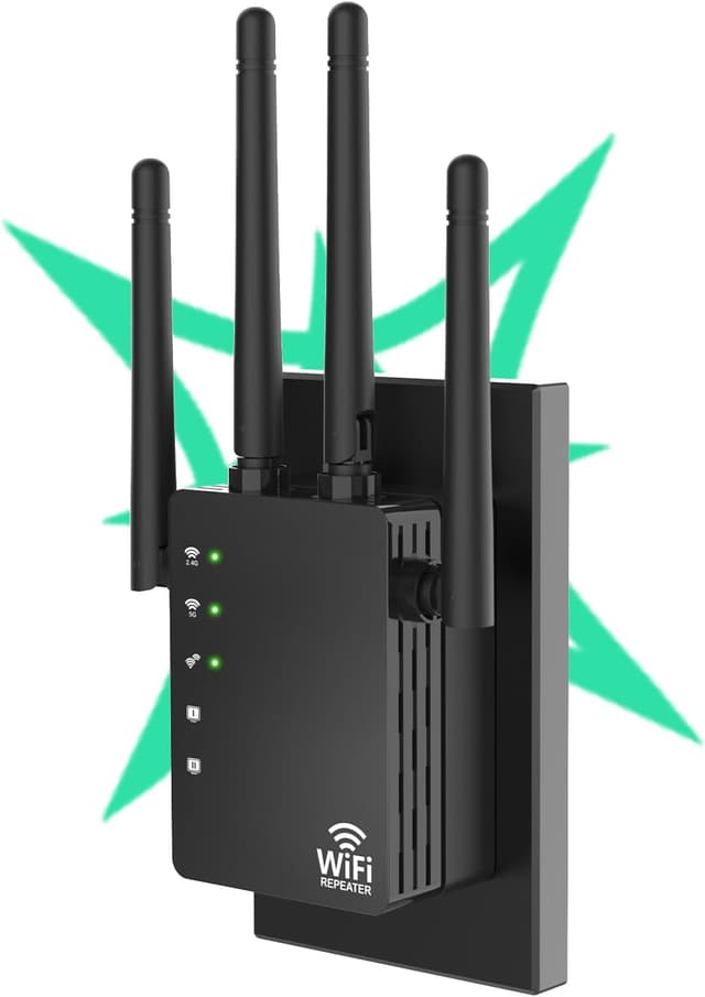 Detalle de 105-Device Dual-Band WiFi Extender (2.4GHz/5GHz) with Long-Range Antennas, up to 12,880 Sq. Ft
