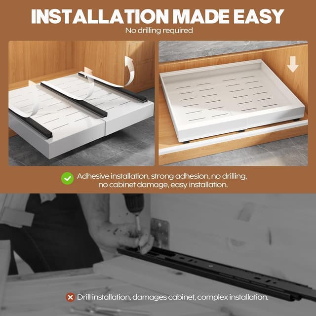 Detalle de Seinloes 4-Pack Expandable Pull-Out Cabinet Organizer (15.1"–26.3" Wide, Up to 21" Deep)