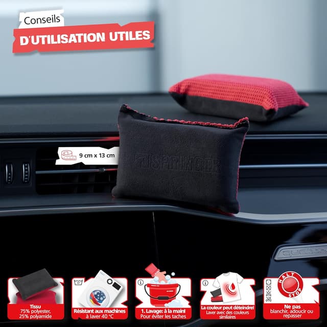 Thumbnail 6 de SPRINGER ZX1200 – Lot de 2 éponges double face pour pare-brise anti-buée (sans traces, sans peluches)