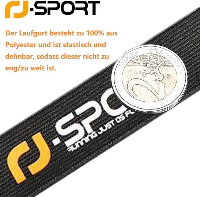 Detalle 2 de RJ-Sport Triathlon-Startnummernband als Laufgurt mit Nummernhalter & 6 Gel-Halter (schwarz)