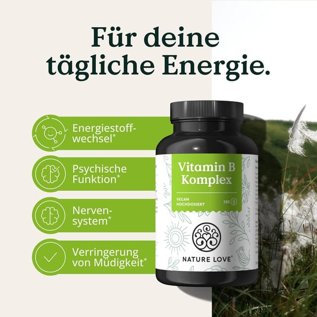Thumbnail 3 de NATURE LOVE Vitamin B Komplex 500 µg B12 – 180 Kapseln 💊