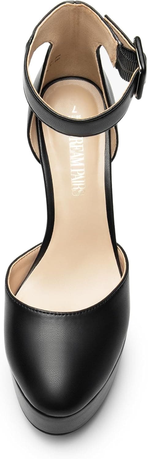 Detalle de DREAM PAIRS Décolleté con plateau e cinturino alla caviglia, tacco a blocco chunky per festa