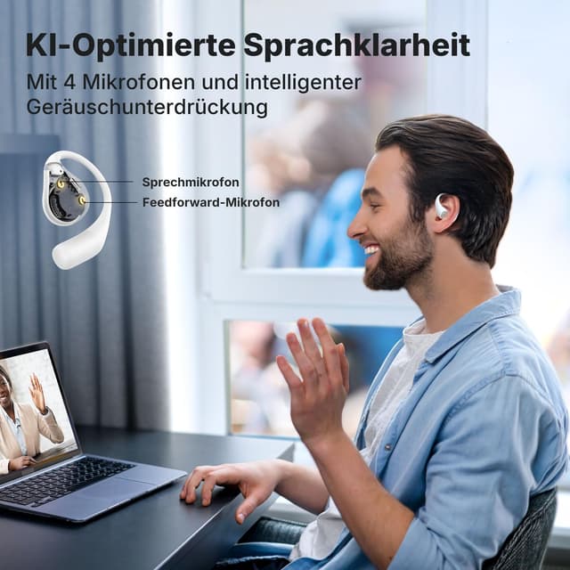 Thumbnail 6 de EarFun OpenJump Bluetooth Open-Ear Kopfhörer mit LDAC, Hi-Res Audio, Theatermodus & 42 Std. Akku (IPX7)