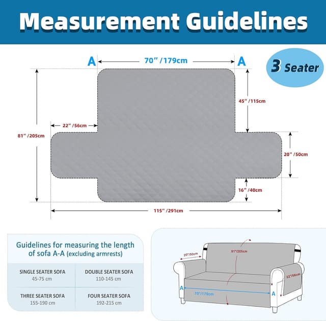 Detalle de Jaotto Copridivano Trapuntato Impermeabile per Divano 3 Posti con Braccioli Marrone