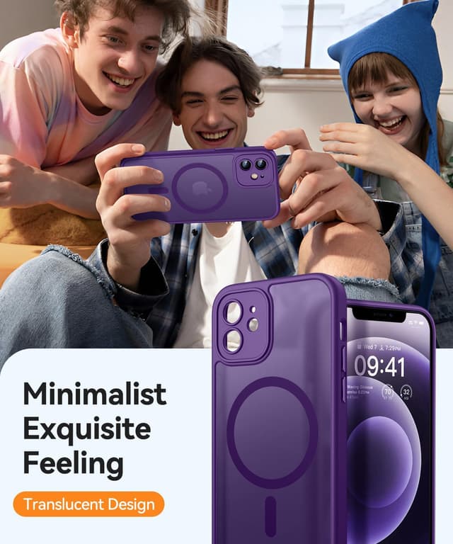 Thumbnail 6 de CANSHN Magnetic Case for iPhone 12 (6.1-inch) in Deep Purple with full camera protection (MagSafe compatible)