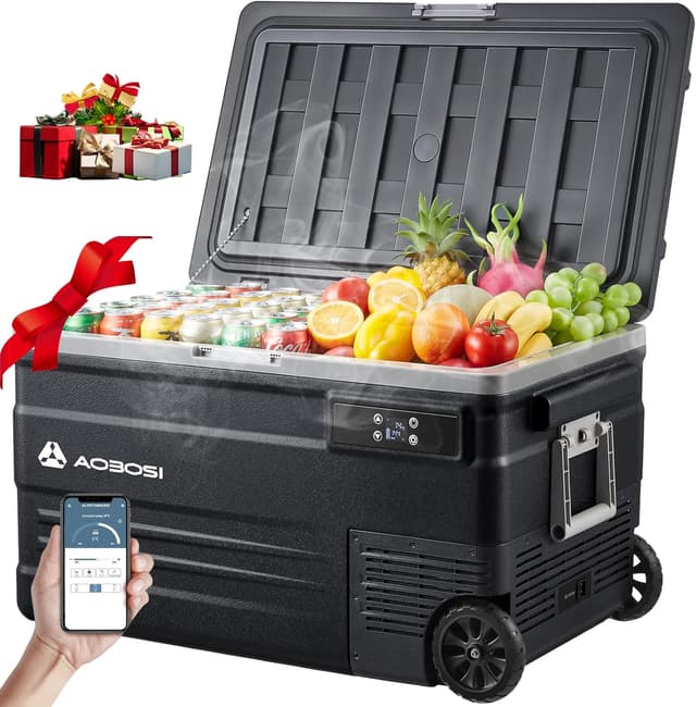 Detalle de AAOBOSI 74L Kompressor-Kühlbox mit APP und LED – bis -20 °C bis 20 °C, 12/24V und 100–240V