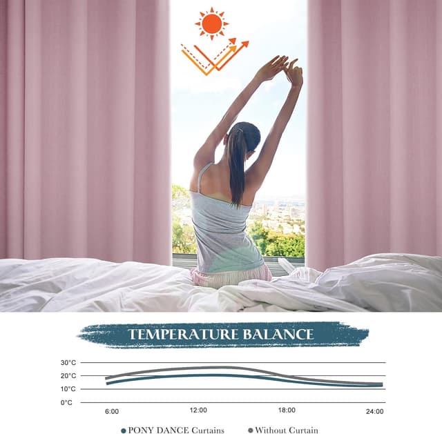 Detalle 2 de PONY DANCE Blickdichte Vorhänge 175×140 cm Hellrosa