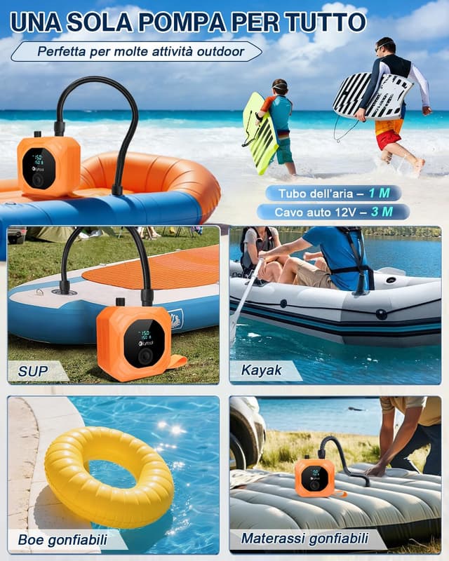 Detalle de Pompa SUP elettrica 50 PSI 12V DC con gonfiaggio/sgonfiaggio automatico a 3 stadi